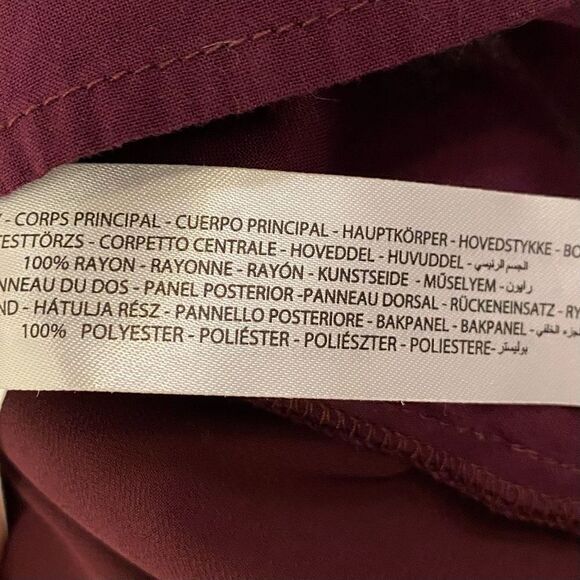 Ariat Poet Top Burgundy Embroidered Split Neck With Cut Chiffon Handkerchief Hem - Picture 7 of 8